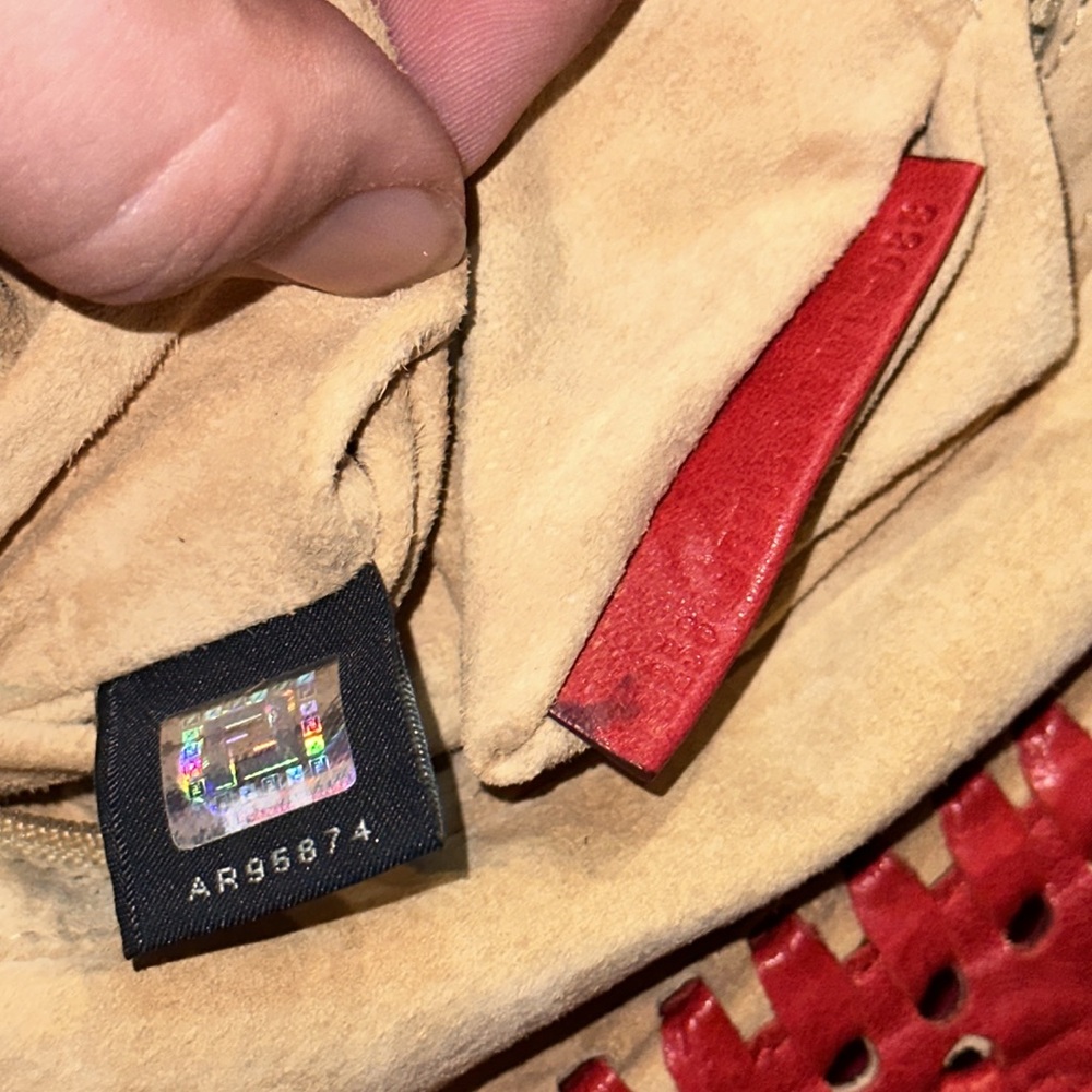 Fendi red leather whipstitch mama baguette shoulder crossbody convertible bag - Picture 15 of 16
